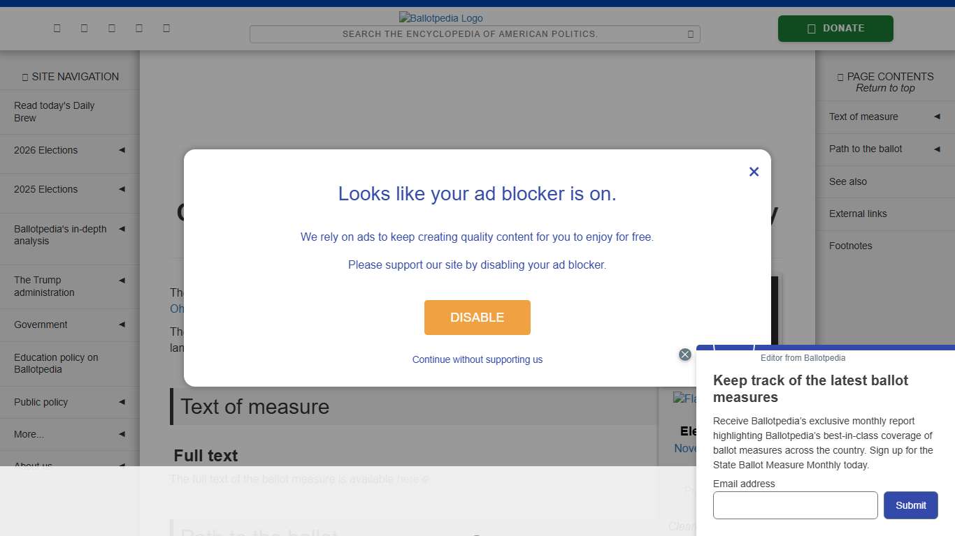 Ohio Eliminate and Prohibit Taxes on Real Property Initiative (2026) - Ballotpedia